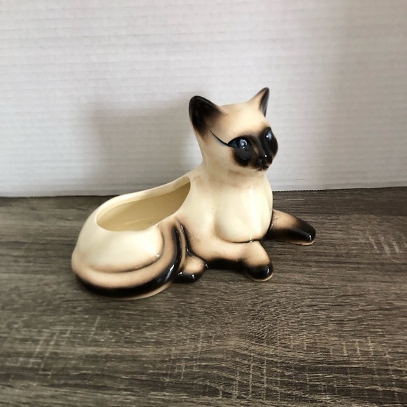 Vtg Ceramic Siamese Cat Succulent Planter - Picture 3 of 12